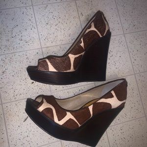 Michael Kors cow print wedges Size 6